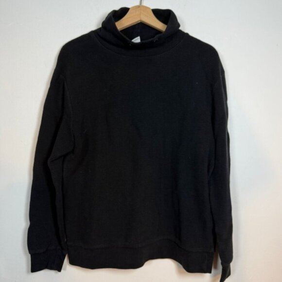 ZARA Ribbed Funnel Neck Pullover Sweatshirt Black Size L (Missing String) - Picture 2 of 8